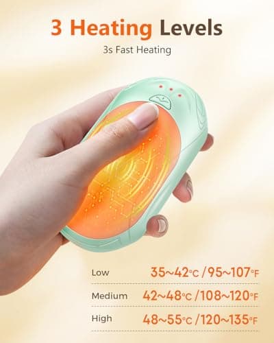 BOSONER Electric Hand Warmers Rechargeable: 2 Pack 6000mAh USB Hand Warmer Reusable - Portable Pocket Heater Electronic Handwarmers - Tech Gifts for Women Men (Apple green, One Size) — view 3