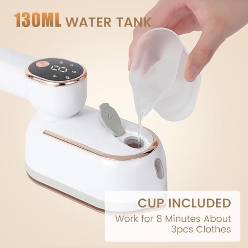 Travel Steam Iron for Clothes, 180°Folding Portable Steam Iron with LCD Screen, 10s Fast Heat-up 3 Steam Levels Wrinkles Remover Handheld Garment Steamer or Travel, Home, Office — view 4