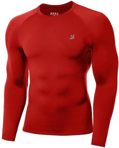 Roadbox Men's Compression Top, Long Sleeve Running Base Layer, Quick-Drying