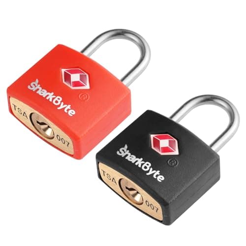 SharkByte TSA Luggage Locks with Keys [2 Pack] Key Travel Locks, Suitcase Padlock for Luggage, Small Keyed Luggage Locks Brass for Gym Lockers, Laptop Bags, Suitcases, Backpacks, Travel Bags Zippers — view 6