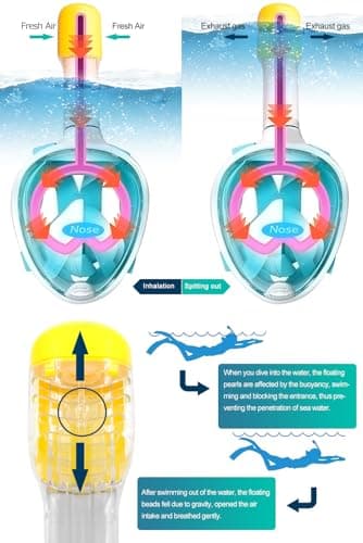 HINATAA Snorkel Mask 180°Full Face, Diving Mask Free Breathing Design Anti-Fogging and Anti-Leak Technology with Adjustable Head Straps for Adult Youth Kids (L/XL, Green) — view 4
