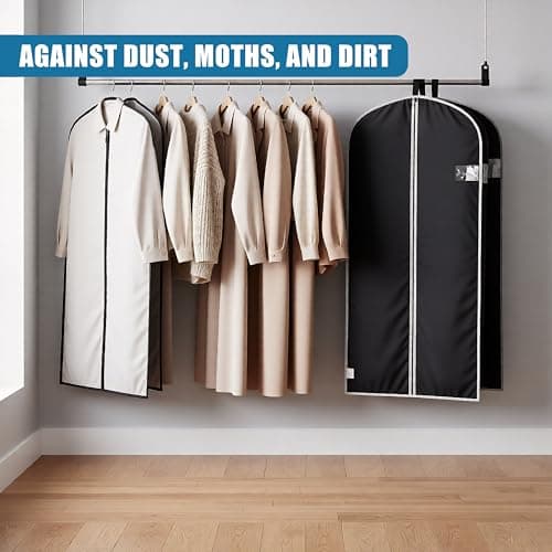 GEEZY Set of 2 Hanging Garment Bags with Zip, 60 x 150 cm - Long Breathable Suit Covers with Zip & Viewing Window - Travel Friendly & Dust Proof Clothes Protector for Dresses, Coats & Shirts — view 4