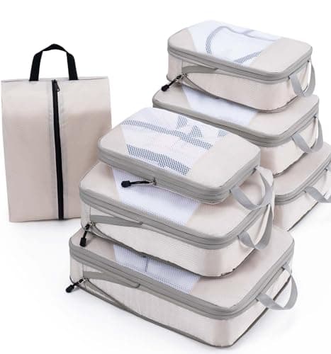 Meowoo 7-Piece Compression Packing Cubes for Luggage, Travel Organisers