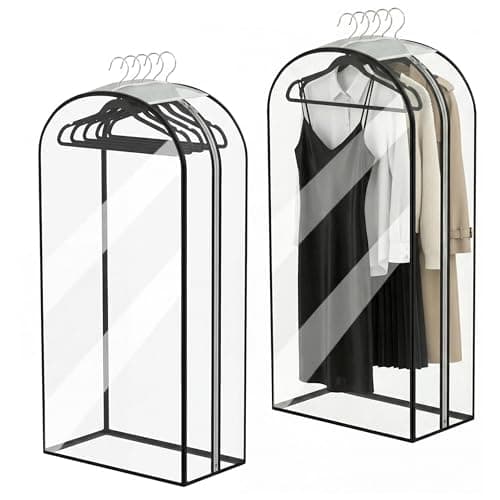 2Pcs Garment Bags Clear with Zipper for Open Closet. Full Clear Clothes Covers