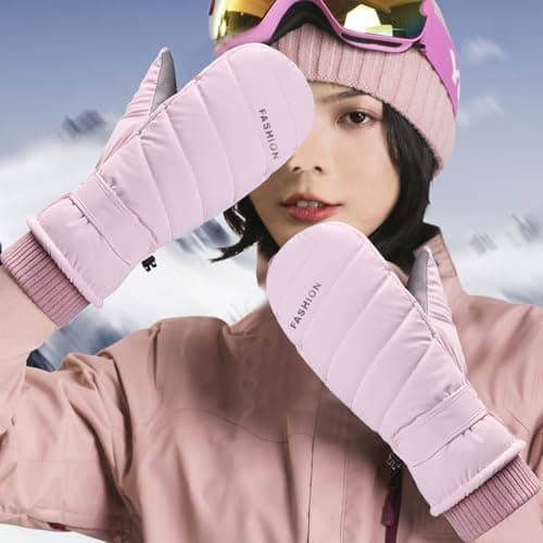 Feelorna Women Ski Gloves, Waterproof Touchscreen Ski Mittens Soft Winter Thermal Mittens with Plush Windproof Anti-slip Snow Gloves for Skiing Running Hiking Outdoor Sports — view 6