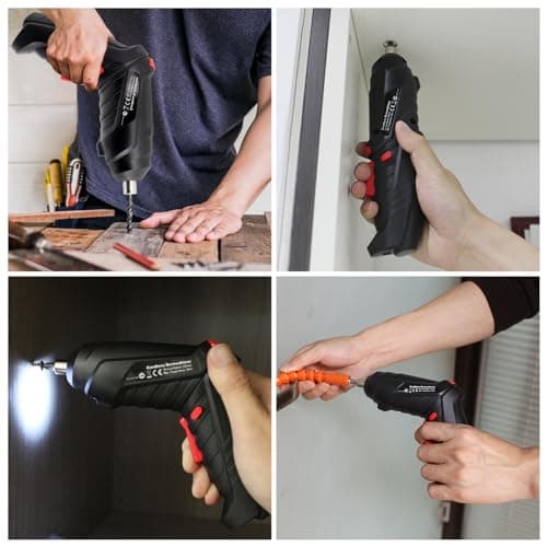 Electric Drill Screwdriver, 49 in 1 Portable Cordless Screwdriver Set Rotated 90 Degrees Electric Screwdrivers Cordless Handle with Led Worklight and Charger for Home Office DIY Tools — view 2