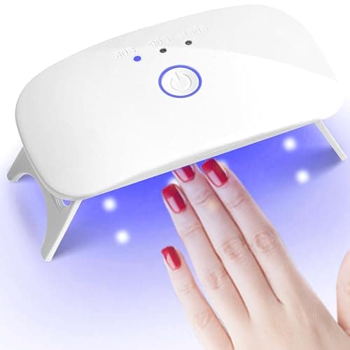 Mini UV LED Nail Lamp, 12W Portable Gel Polish Dryer with 60s/90s/150s Timer, Portable Quick-Dry Nail Light with USB Cable for Salon Home DIY Nails Art - Plug-in Version (White)