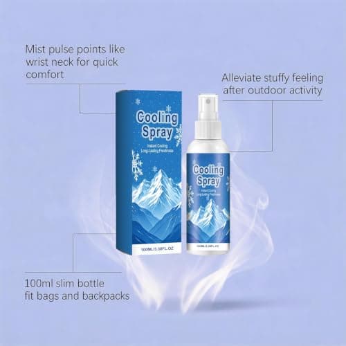 Cooling Spray for Hot Weather, Instant Cooling Spray & Mist Spray, 100ml Portable, Travel Size Body Mist, Long Lasting Heat Relief Spray for Summer Outdoor Sports (2pcs) — view 4