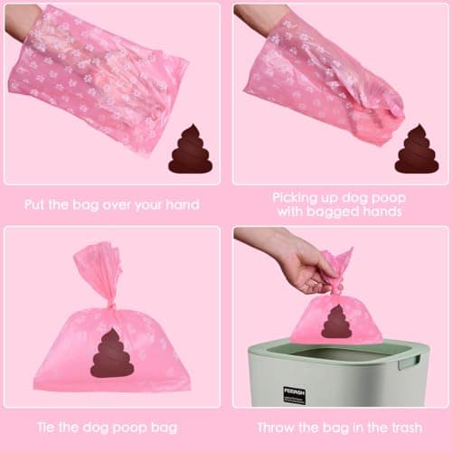 Ninsetinsoe Poop Bags Rolls 256 Count - 9x13 Inches Pink Thickened Leakproof Lavender scent Poo Bags for Dogs, Eco-Friendly Pet Waste Bags for Walking, Home, Travel — view 5