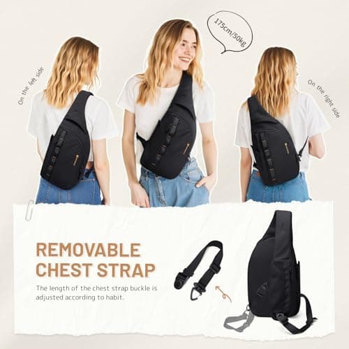 GOLF SUPAGS Sling Crossbody Bag for Men Women Tactical Shoulder Daypack Anti-Theft Cross Body Chest Bags for Casual Travel Hiking Sport Gym Motorcycle (Black) — view 6