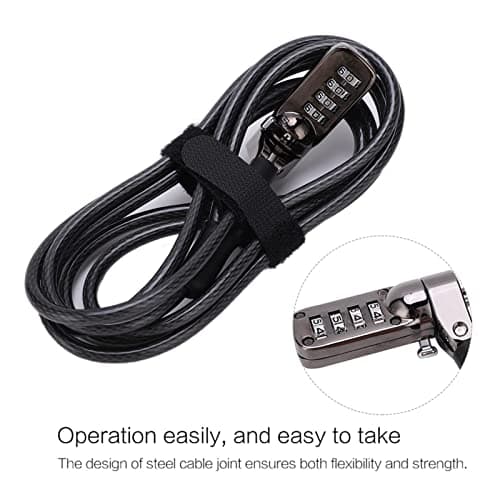 Bewinner Keyless Digital Anti-Theft Coded Combination Lock for Laptop, Notebook, Projector - 5.9ft Steel Cable, 4-Digit Password Security Lock for Desktop, LCD Screen — view 4