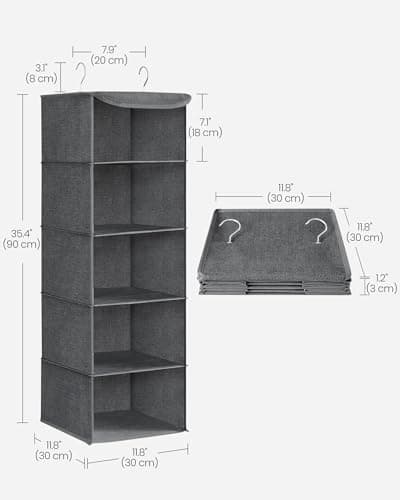 SONGMICS Hanging Wardrobe Storage Organisers, Set of 2, Foldable — view 3