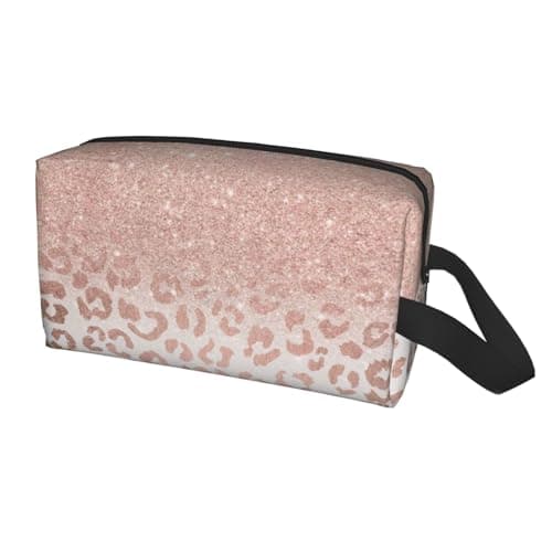 JaoXer Large Travel Cosmetic Bag â€“ Reusable rose gold glitter Print Dopp Kit for Toiletries, Portable Organizer for Men and Women, White, One Size — view 2