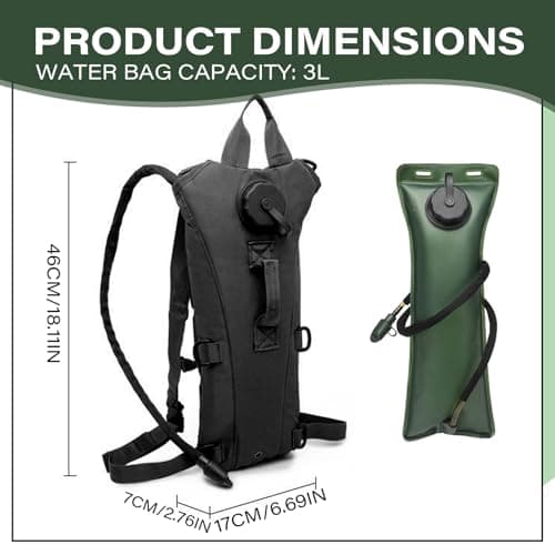 Hydration Backpack with 3L Water Bladder, Detachable Hydration Pack with Sealing Straw, Water Bladder Backpack with Adjustable Strap for Hiking Cycling Running — view 6