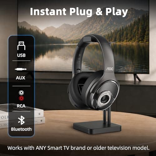 AOC Wireless Headphones for TV, TV Headphones Wireless 48Hrs Audio Playtime — view 6