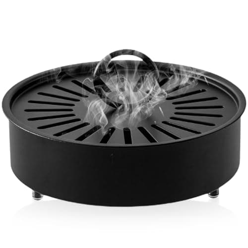 Portable Mosquito Coil Holder Stand with Handle & Lid, Spiral Metal Frame Mosquito Repellent Box, Non-Slip Base & Smoke Ventilation Design, Incense Holder for Indoor Outdoor Home Garden Camping Travel