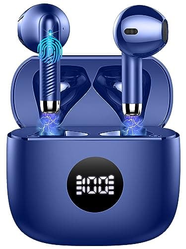 Wireless Earbuds, Bluetooth 5.4 Headphones in Ear with 4 ENC Noise Cancelling Mic, Bluetooth Earbuds 40Hrs Playtime, HiFi Stereo Deep Bass Wireless Earphones, IP7 Waterproof USB-C Fast Charge Blue