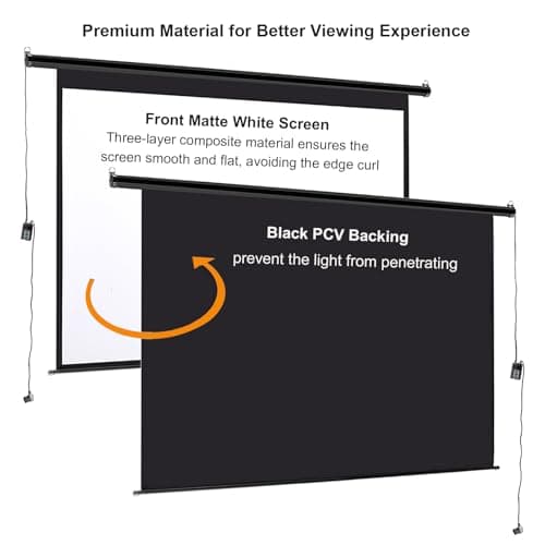 INMOZATA Electric Projector Screen 72 inch/159x89cm Motorised Projector Screen with Remote Control 16:9 Ratio Movie Screen for for Home Theater Cinema Office Video Game Outdoor Indoor-Black — view 6
