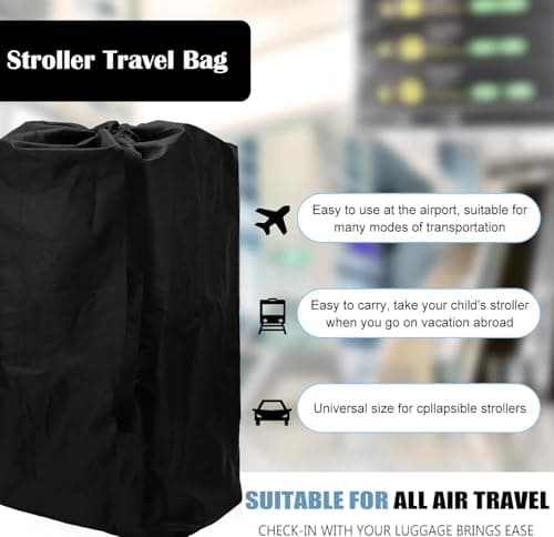 Stroller Bag for Airplane, Buggy Bag with Large Capacity, Stroller Bag for Travel Storage, Protective Cover for Stroller Transport, Dimensions 95 x 58 cm, Ideal for Air Travel and Outdoor Adventures — view 5
