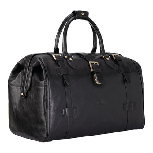 Genuine Leather Duffle Bag Weekender Large Travel Holdall - Black 49 x 39 x 29 cm — view 4