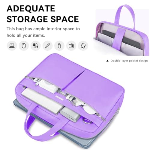 Ferkurn Laptop Bag Case for Women Men Briefcase Messenger Computer Bag with Shoulder Compatible with Macbook Pro/Air, HP Pavilion, XPS, Ideapad, ASUS, Acer, Samsung, Purple, 15 15.6 16 Inch — view 2