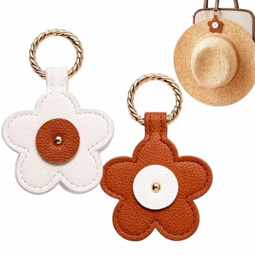 2 Pcs Magnetic Hat Clip for Bag, PU Leather Flower Hat Holder for Travel