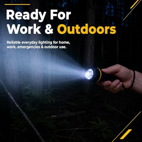Mercury Heavy Duty LED Rubber Torch Durable Handheld Torch with Wide-Angle LEDs, Anti-Roll Grip, Splash Resistant, Portable and Ideal for Camping, Outdoor, Work and Emergencies 2 AA Batteries — view 5