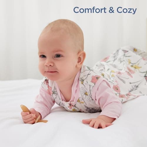 Duomiaomiao Baby Sleeping Bag 1.5 Tog, 100% Cotton Baby Wearable Blanket, Unisex Sleep Sack for 18-36 Months Girl Boy, Large Flower — view 6
