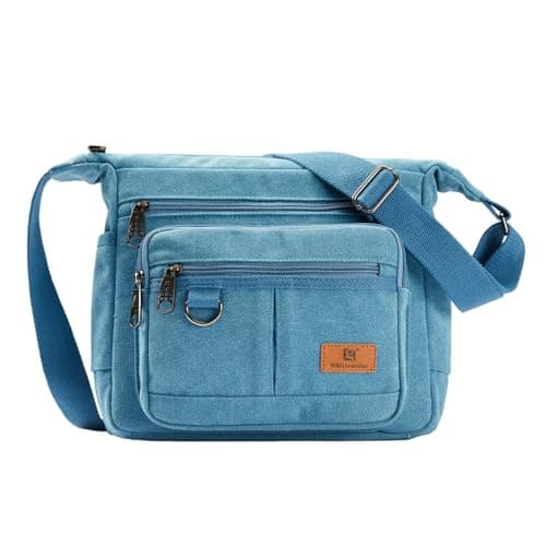W&G traveler Unisex Messenger Bag for Men Women, Rfid Crossbody Shoulder Bag with Water Bottle Holders, All-Purpose Briefcase Commuter Bag for Travel, Work, Computer, Camera, Blue