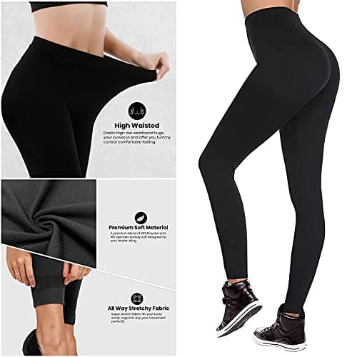 Love My Fashions® Women's 6 Pack Super Soft High Waisted Elasticated Tummy Control Winter Warm Thick Fleece Lined Seamless Full-Length Leggings for Workout & Running — view 5