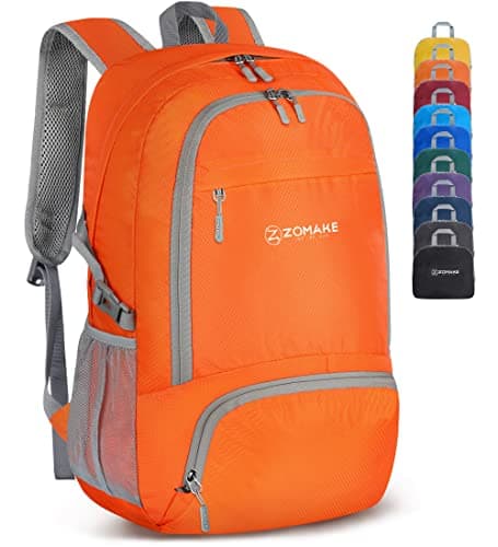 ZOMAKE Lightweight Foldable Backpack Packable Rucksack (30L/Orange)