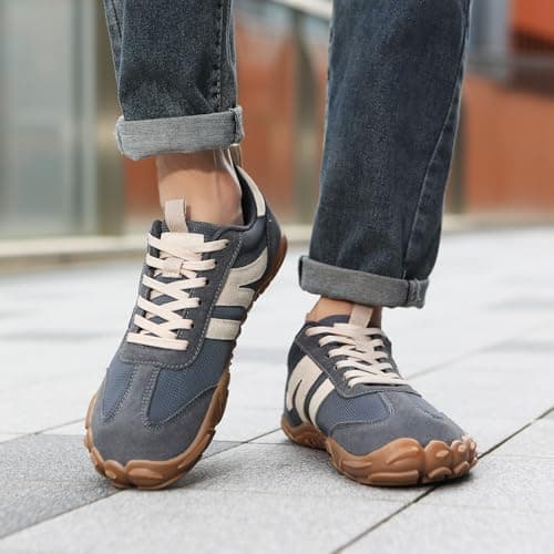 Barefoot Shoes Mens Womens Trail Running Shoes Outdoor Zero Drop Wide Toe Box Shoes Lightweight Walking Sneakers Non Slip Hike Footwear Minimalist Fitness Shoes，Grey，11UK — view 2