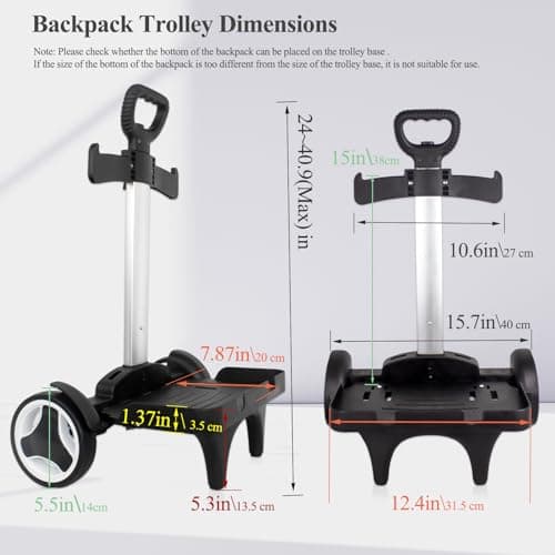 Backpack Trolley, Rolling Backpack Cart with Edge Guard Base, Quiet Wheels — view 5