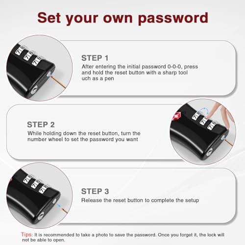 Oderra 2 Pack TSA Luggage Locks, 3-Digit Combination Padlock, Steel Wire With PVC Coated Travel Lock, TSA Approved Luggage Locks, Suitable for Gym Locker Padlocks — view 5