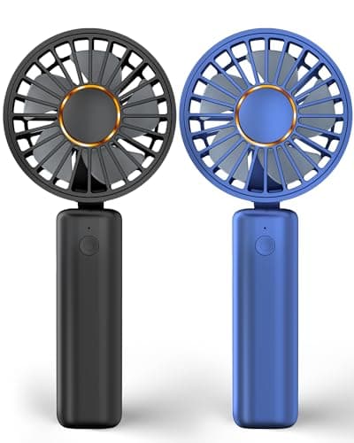 2 Pack Portable Handheld Fan, Mini Desk Fan Foldable 1800mAh, 180° Ratotion, 3 Speeds, Ultra Quite, Up to 8H Long Use Time, Small Personal Cooling Fans Makeup Lash Fan for Women Girls, Dark Black Blue