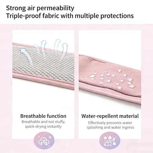 Running Belt, Waterproof Sweatproof Running Belts for Women, Lightweight Three-Pocket Runnings Waist Belt, Adjustable Elastic Strap, Anti-Shake Phone Pouch, for Cycling, Hiking, Travel(Pink) — view 5