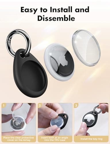 UNBREAKcable 360° Protective Case for AirTag (1st & 2nd Generation) [4 Pack], TPU Full Cover Keyring Holder with Premium Zinc Alloy Spring Clip, Scratch-Resistant Design for Keys, Bags, Luggage — view 5