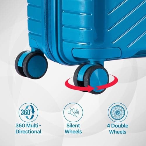 DK Luggage 24" Medium Hard Shell Polypropylene PP Suitcase 4 Wheel Spinner Luggage PP20 Blue — view 5