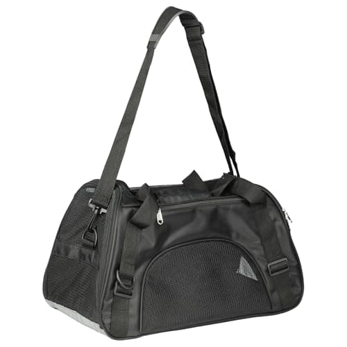 Soft-Sided Cat Carrier Bag, Portable Foldable Pet Travel Carriers for Dogs For Cats and Dog up to 3kg/7lbs With Shoulder Strap Airline Approved (Black) — view 5