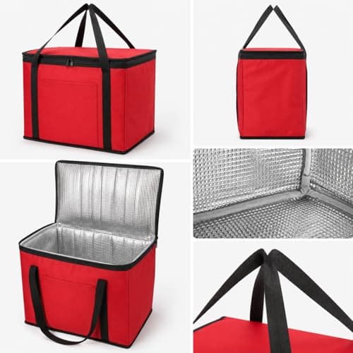 Insulated Camping Cooler Bag Large Thermal Picnic Cool Bag Red Leakproof Food Storage Tote for BBQ Beach Travel Fishing 30L/60L (60L (52 x 33 x 40cm)) — view 2