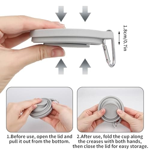 2 Pcs Silicone Foldable Cup,Collapsible Travel Cup with Lid,Blue+Gray — view 4
