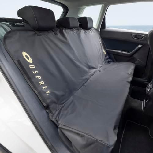 Osprey Rear Car Seat Cover, Waterproof Recycled Fabric Back Seat Protector with Mesh Window, Side Flaps & Pocket, Universal Fit for Dogs Kids Travel and Beach Days, Black — view 2