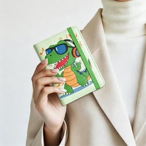 beinkmake Cute Cool Dino Passport Holder for Travel, 5.9" x 4.3" — view 4