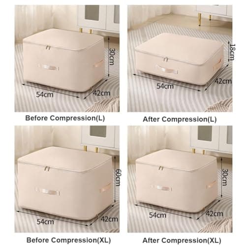 Ultra Space Saving Self Compression Organizer, Compression Duvet Storage Bag Large Capacity, Compression Storage Bags For Clothes, Heavy Duty Moving Bags, Storage Tote (Blue, L+XL) — view 6