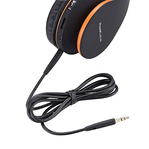 PowerLocus Wireless Bluetooth Over-Ear Stereo Foldable Headphones, Wired Headsets Noise Cancelling with Built-in Microphone for iPhone, Samsung, LG, iPad (Orange) — view 6
