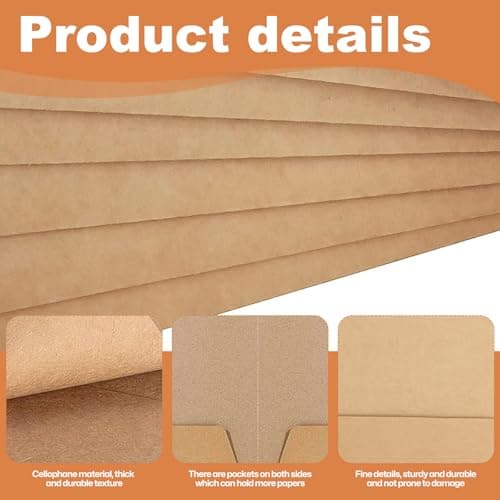 30 PCS A4 Kraft Paper File Folders, Square Cut Project Folder Two Pocket Document Folder SingleInsert Presentation Folders for Office Home Meeting (Brown) — view 5