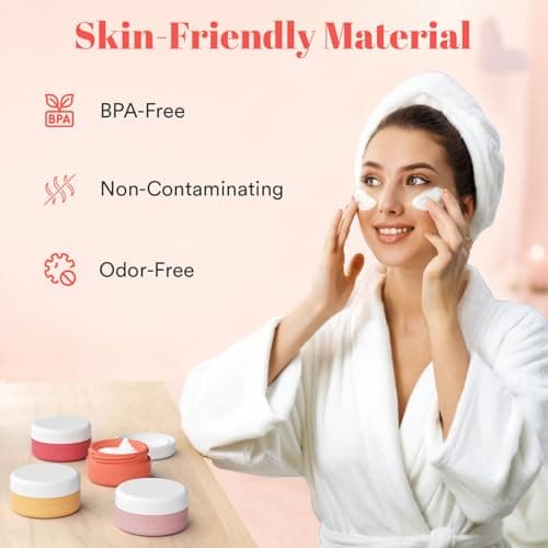Euqvunn Travel Pots for Toiletries, Travel Containers TSA Approved Travel Tubs 40ml, Silicone Leak-proof Travel Cosmetic Containers with PP Lids for Cosmetic Face Body Hand Cream (Light Pink) — view 4
