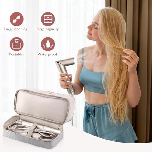 Hair Dryer Case, Hair Tool Organizer, 15x6x6 Inch Double-Layer Dryer Case, Waterproof Travel Organizer Bags with Handle and Zipper for Flat Curling Iron Hairdryer — view 3