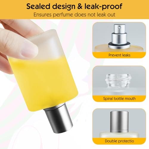 Bohoray 50ml Empty Glass Perfume Atomiser, Clear Glass Atomiser Spray Bottles, Refillable Spray Perfume Bottles Fine Mist Cosmetic Container for Travel (Grey Cover) — view 3