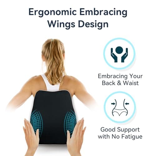 Travel Ease Memory Foam Seat Cushion & Lumbar Support Pillow Set, Ergonomic Comfort for Office Chair, Car Seat, Home Use & Travel, Chair Pad for Back and Butt Support, Black — view 5